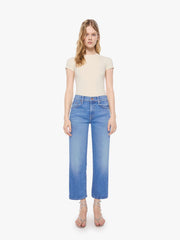 Women PETITES The Lil Mid Rise Rambler Zip Ankle | Mother Denim Blue (Medium)