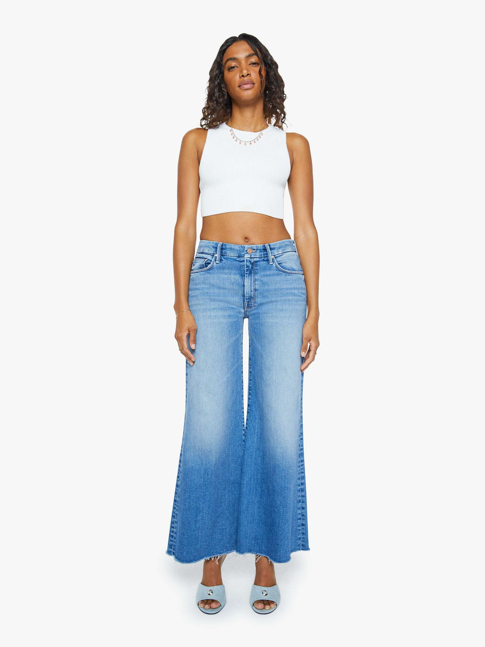 Women The Roller Fray | Mother Denim Blue (Medium)