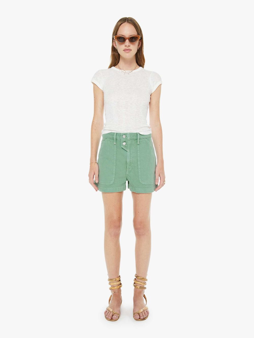 Women The Detour Short | Mother Denim Creme De Menthe