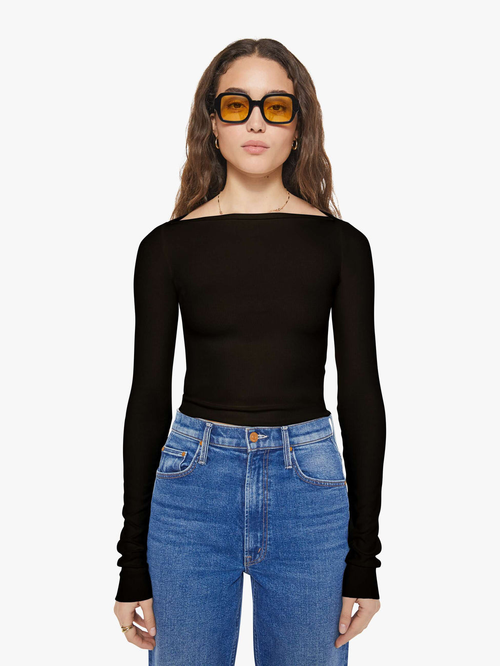 Brands Eterne Long Sleeve Boatneck Top | Mother Denim Black