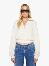 Brands Eterne Cropped Half-Zip Sweatshirt | Mother Denim White (Open)