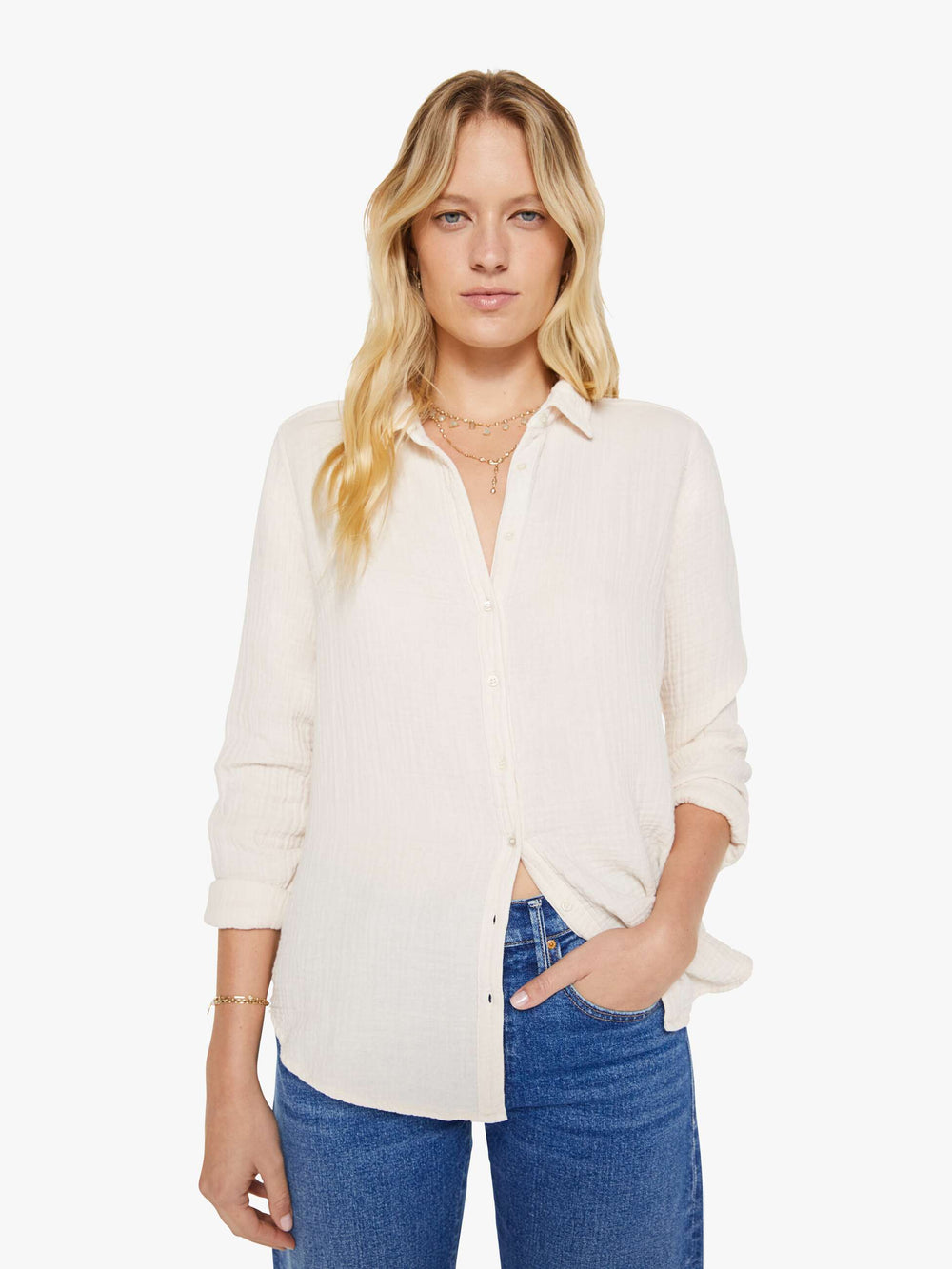 Women XiRENA Scout Shirt | Mother Denim White (Open)