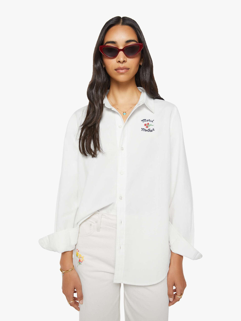 Women THE BESTIE OFFICE HOURS MERCI | Mother Denim White