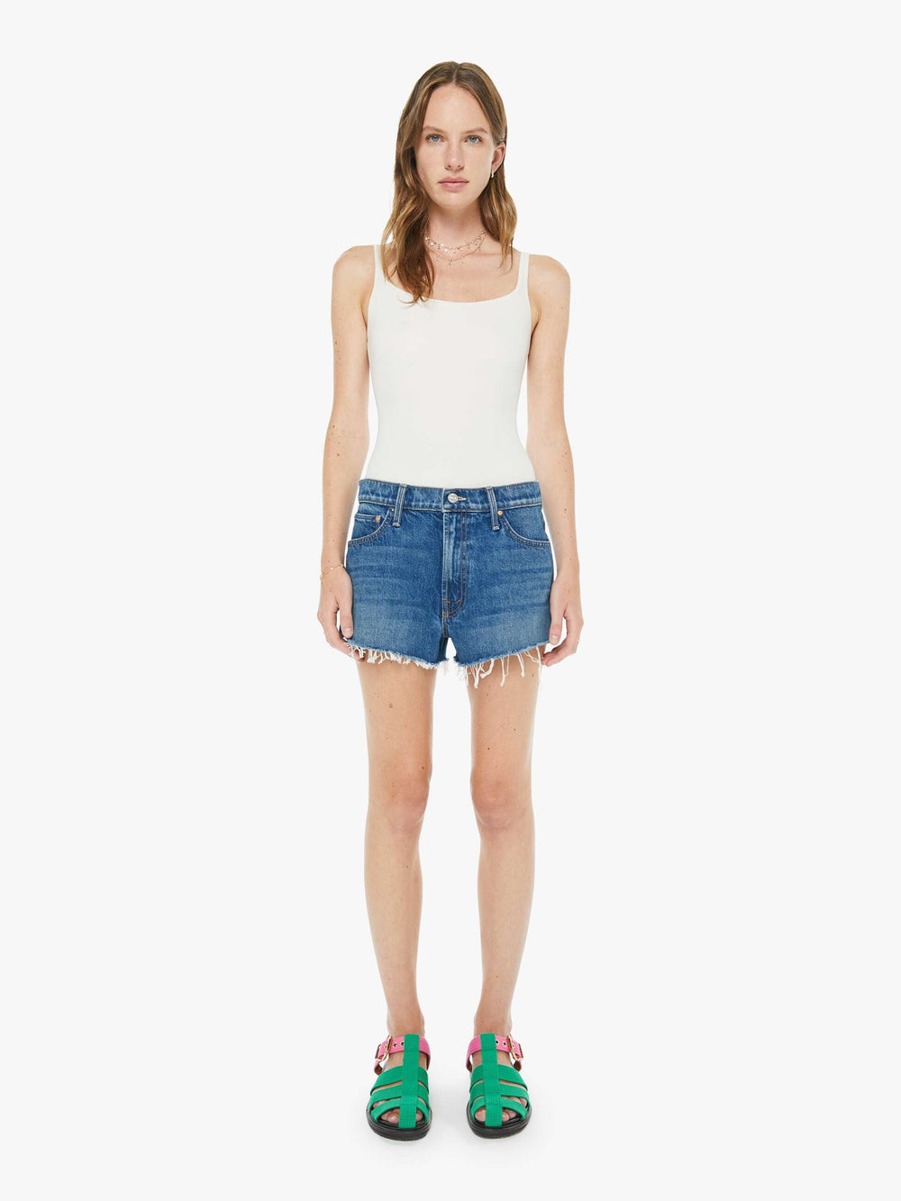 Women The Dodger Short Short Fray | Mother Denim Green Thumb