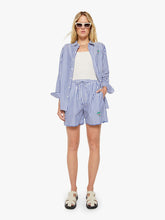Women The Drawn Freeballer Short | Mother Denim White And Blue Stripe