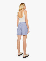 Women The Drawn Freeballer Short | Mother Denim White And Blue Stripe