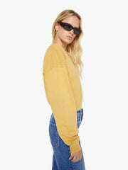 Women Eterne Cropped V-Neck Sweatshirt | Mother Denim Beige (Khaki)