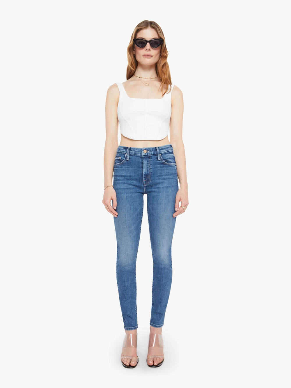 Women High Waisted Looker | Mother Denim Blue (Medium)