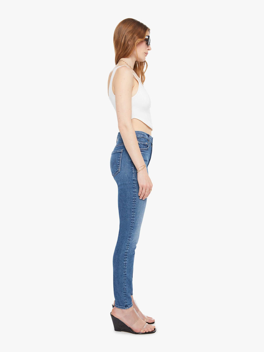 Women High Waisted Looker | Mother Denim Blue (Medium)