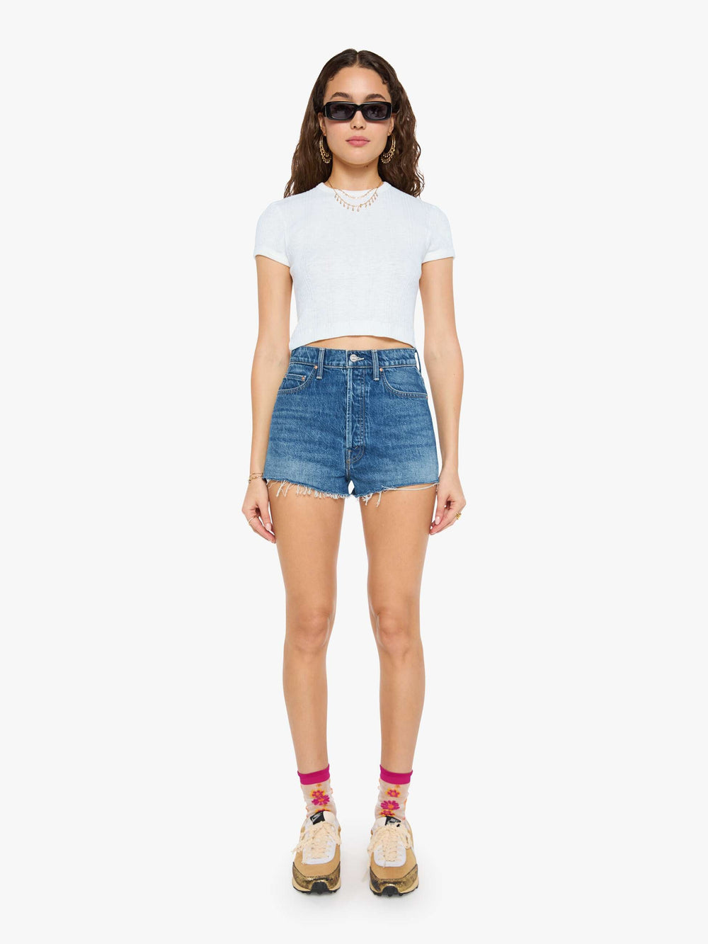 Women The Tune Up Short Fray | Mother Denim Green Thumb With Cherries