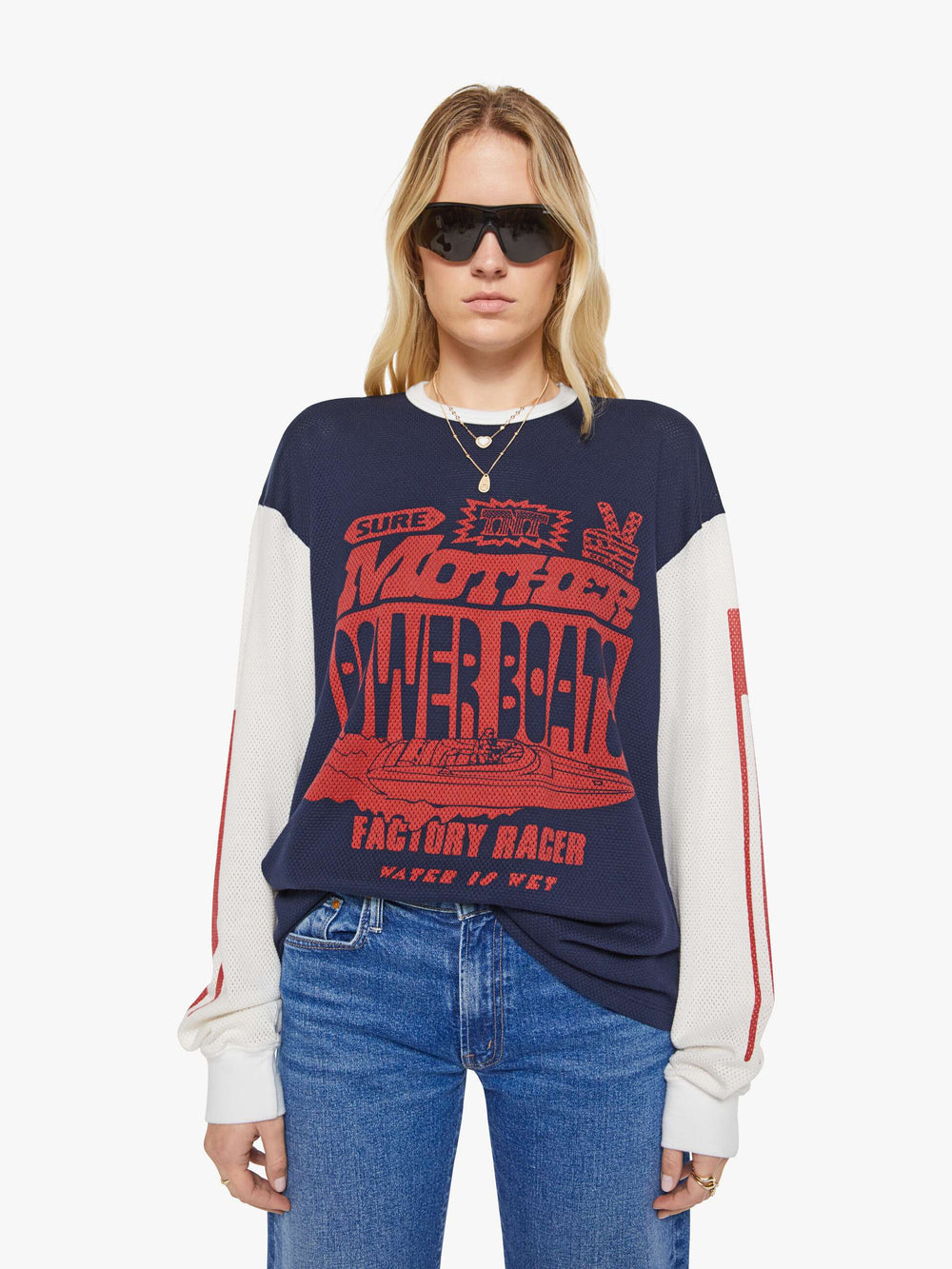 Women The Long Sleeve Lowdown | Mother Denim Blue (Navy)