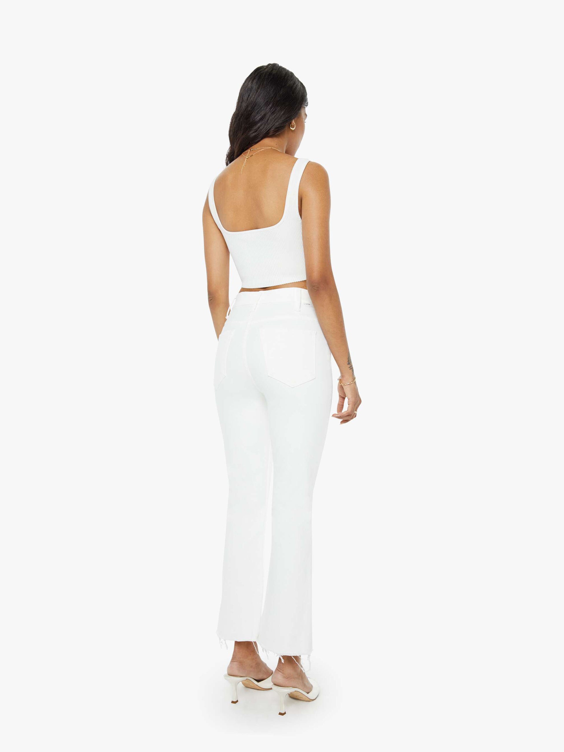 Women PETITES The Lil Hustler Ankle Fray | Mother Denim White
