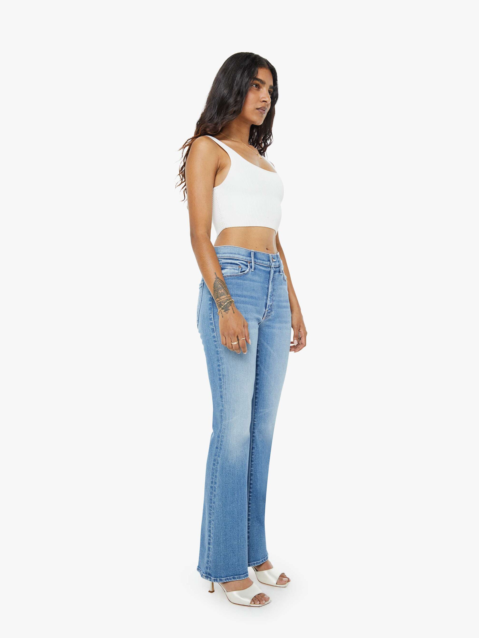Women PETITES The Lil Weekender | Mother Denim Blue (Medium)