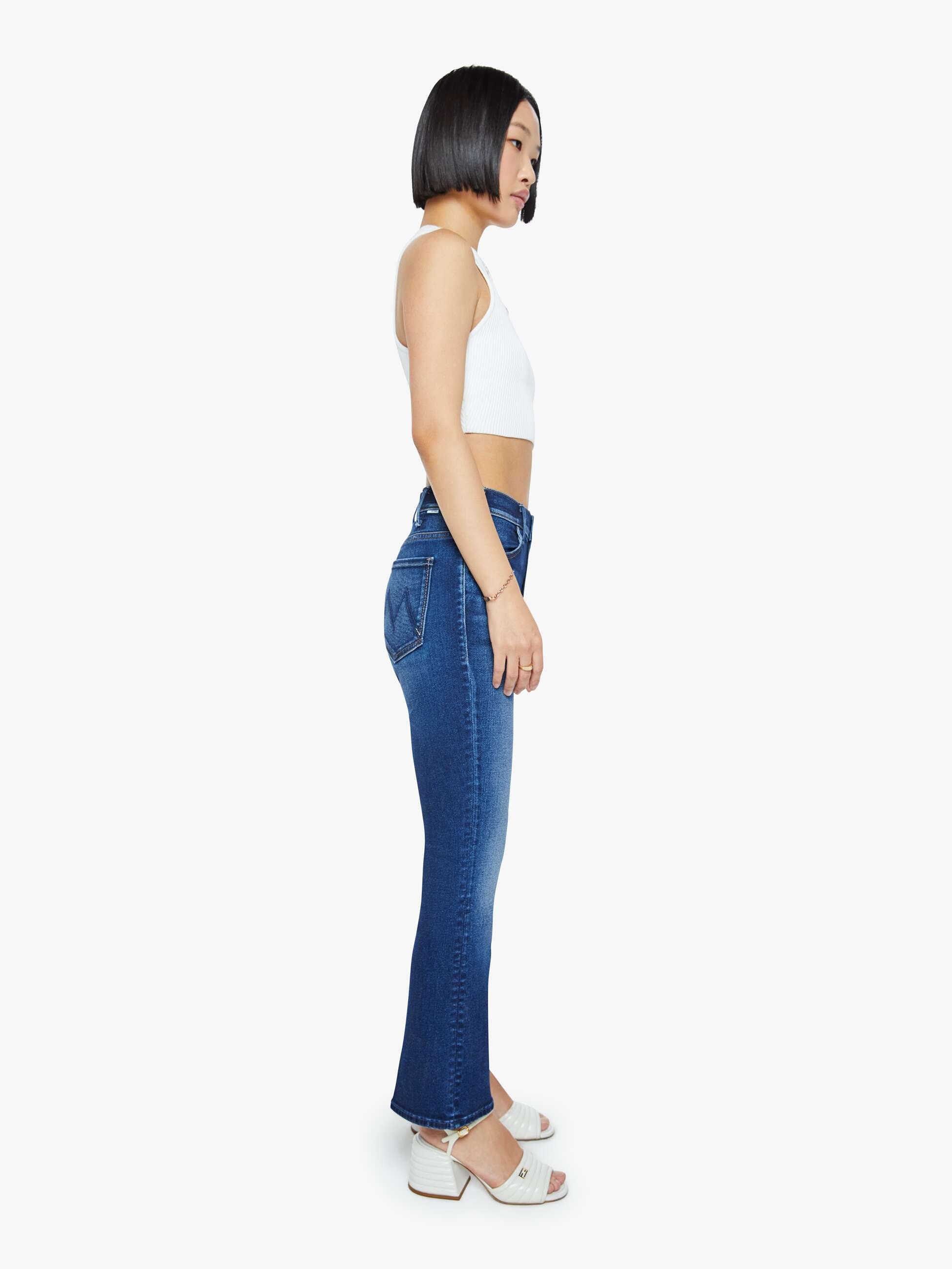 Women PETITES The Lil Hustler Ankle | Mother Denim Blue (Navy)