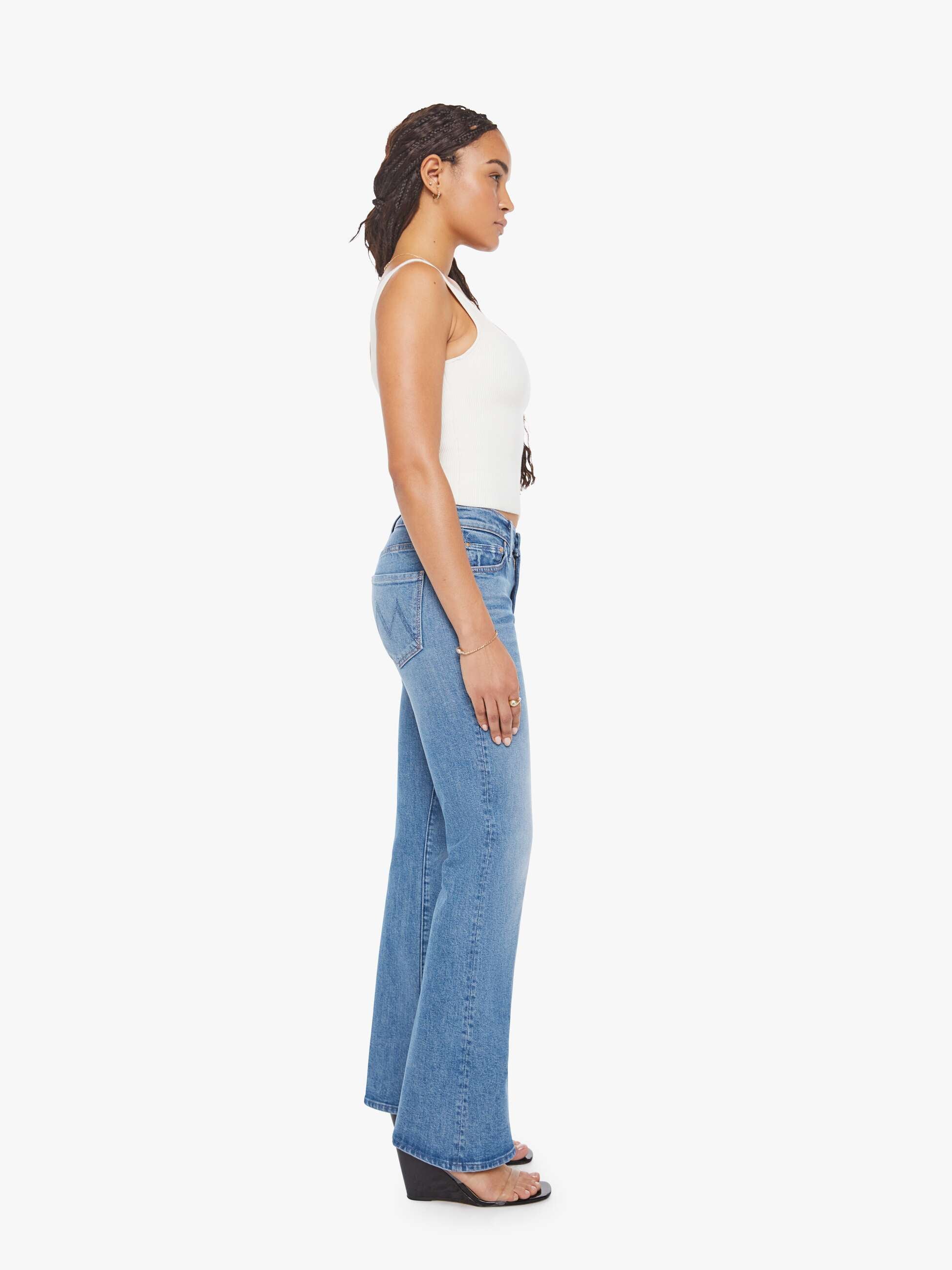 Women PETITES The Lil Outsider Skimp | Mother Denim Blue (Medium)