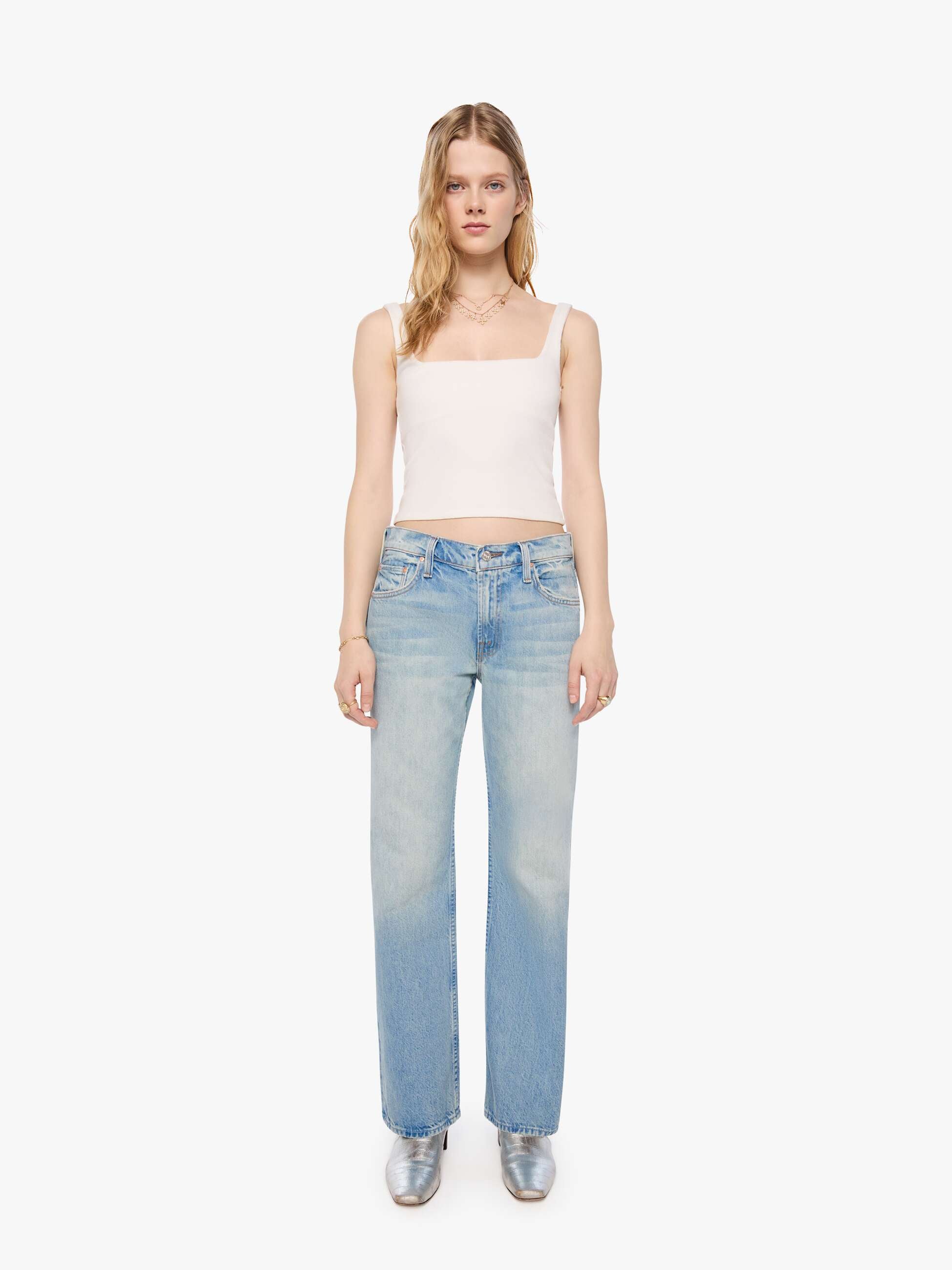 Women PETITES The Lil Reifler | Mother Denim Blue (Light-Pastel)