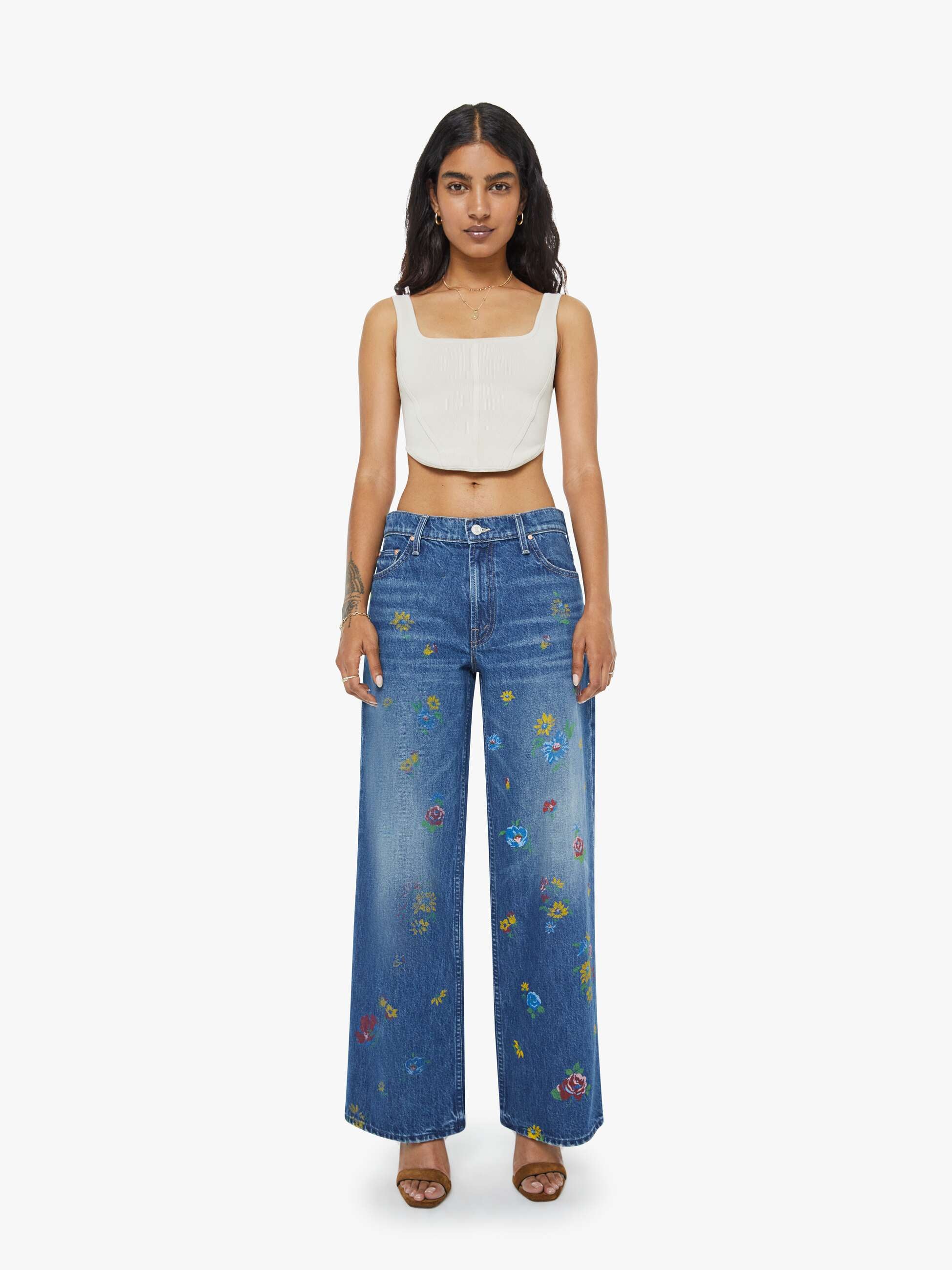 Women PETITES The Lil Rerun Zip Sneak | Mother Denim Field Of Flowers