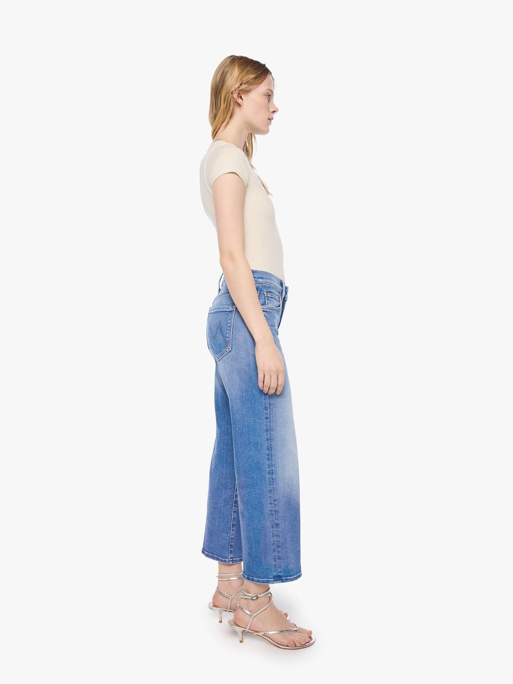 Women PETITES The Lil Mid Rise Rambler Zip Ankle | Mother Denim Blue (Medium)