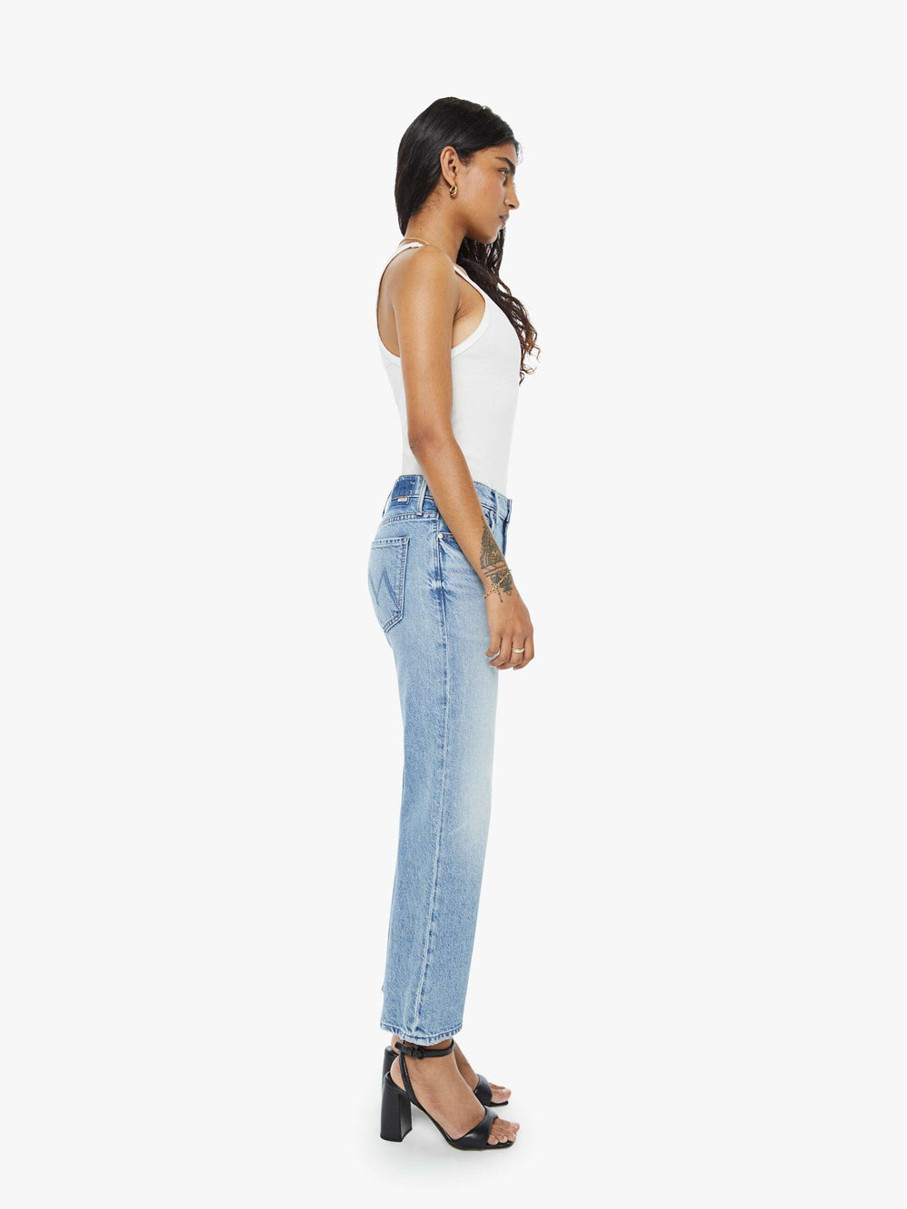 Women PETITES The Lil Kick It Ankle | Mother Denim Blue (Medium)