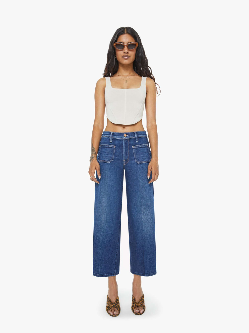 Women PETITES The Lil Patch Pocket Mid Rise Maven Ankle | Mother Denim Cocktail Hour