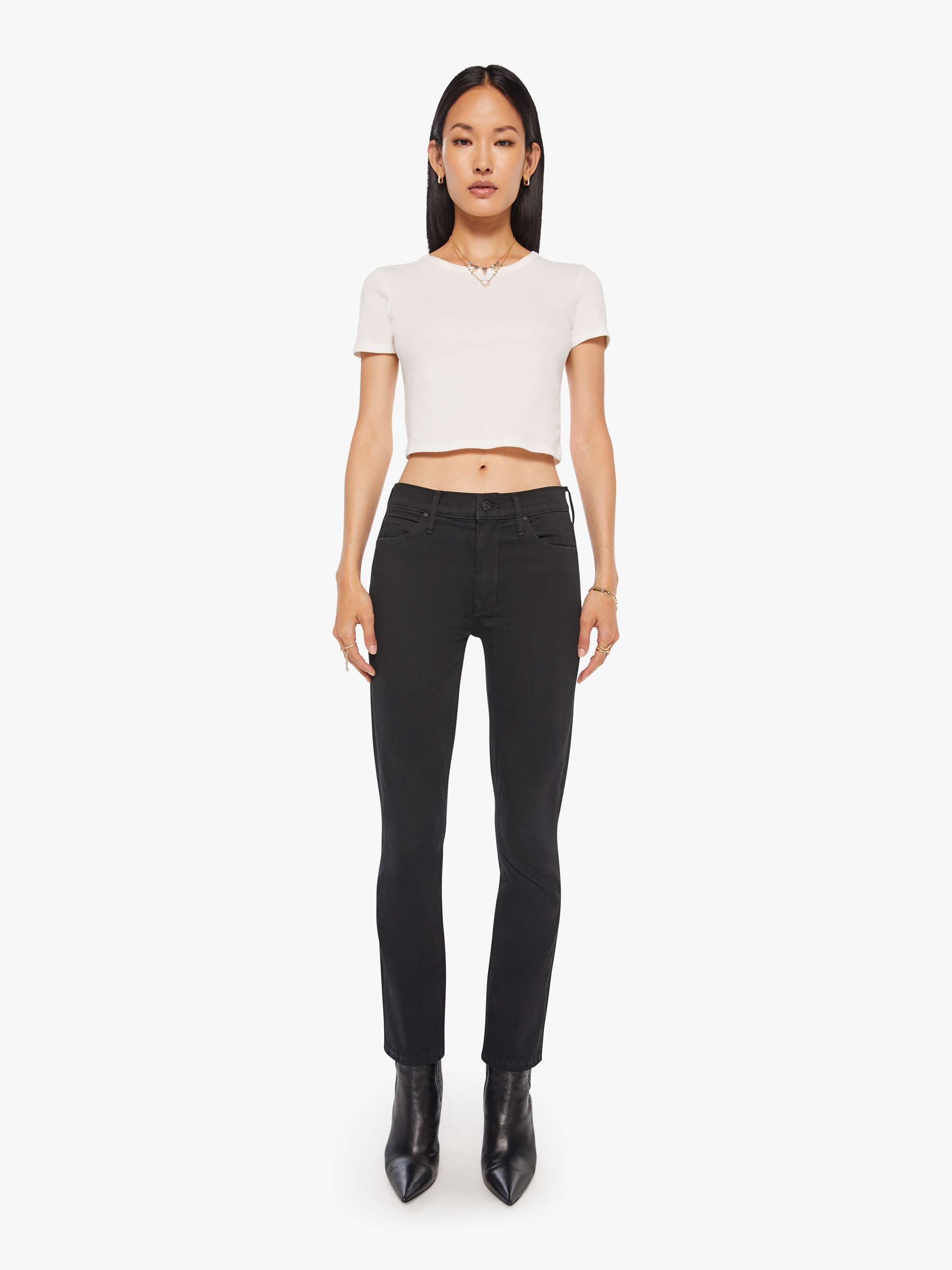 Women The Mid Rise Dazzler Ankle | Mother Denim Black