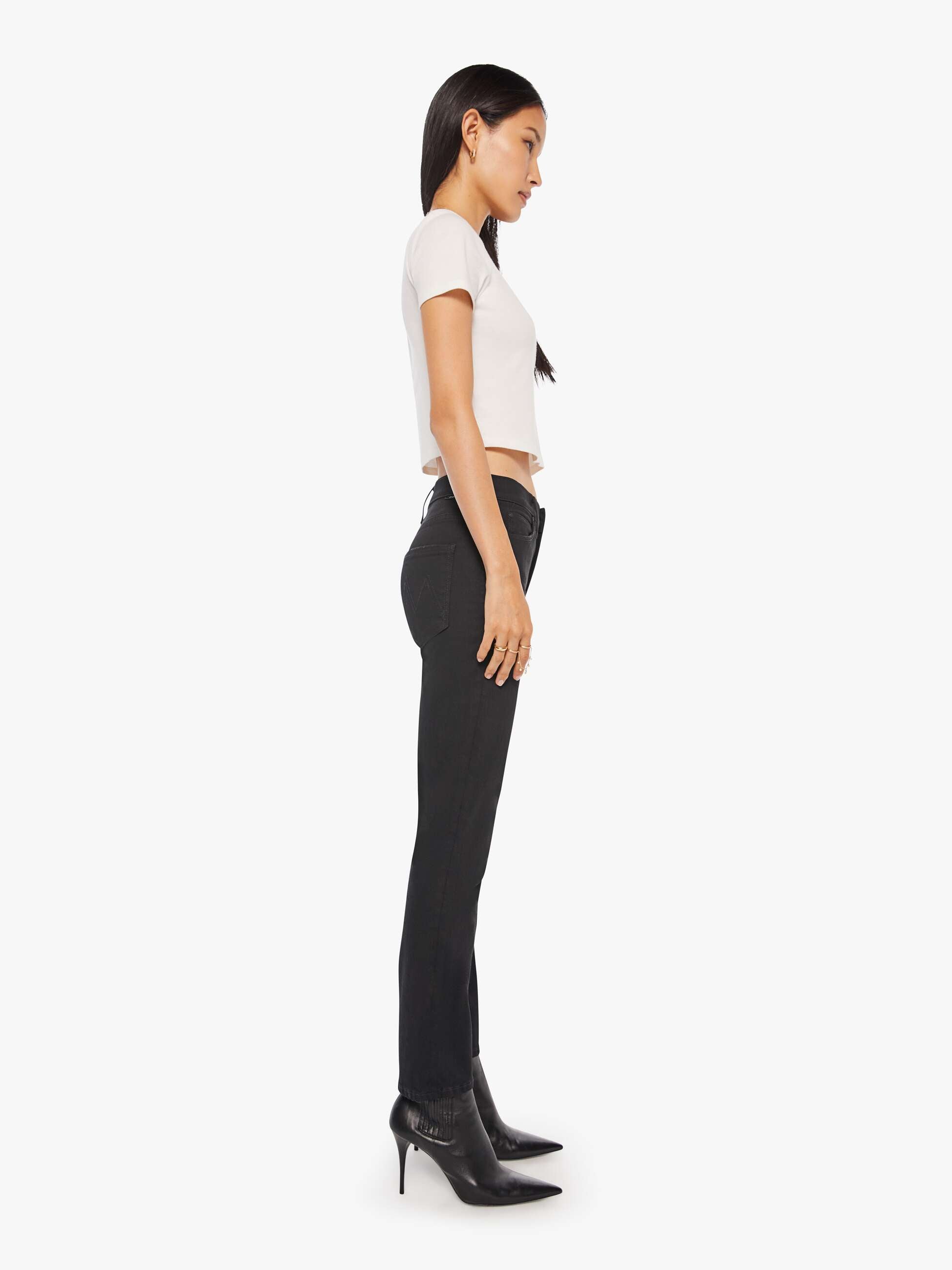 Women The Mid Rise Dazzler Ankle | Mother Denim Black