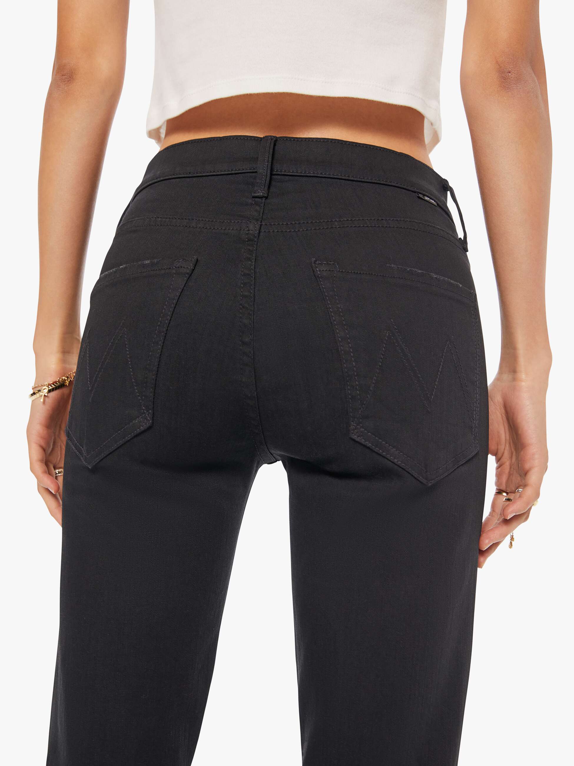 Women The Mid Rise Dazzler Ankle | Mother Denim Black