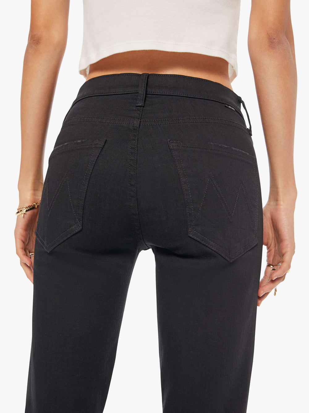 Women The Mid Rise Dazzler Ankle | Mother Denim Black