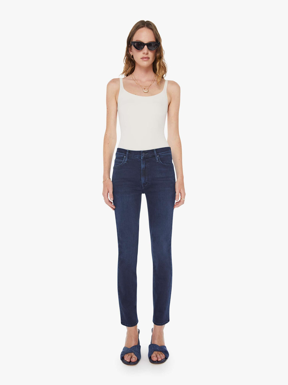 Women The Mid Rise Dazzler Ankle | Mother Denim Blue (Medium)
