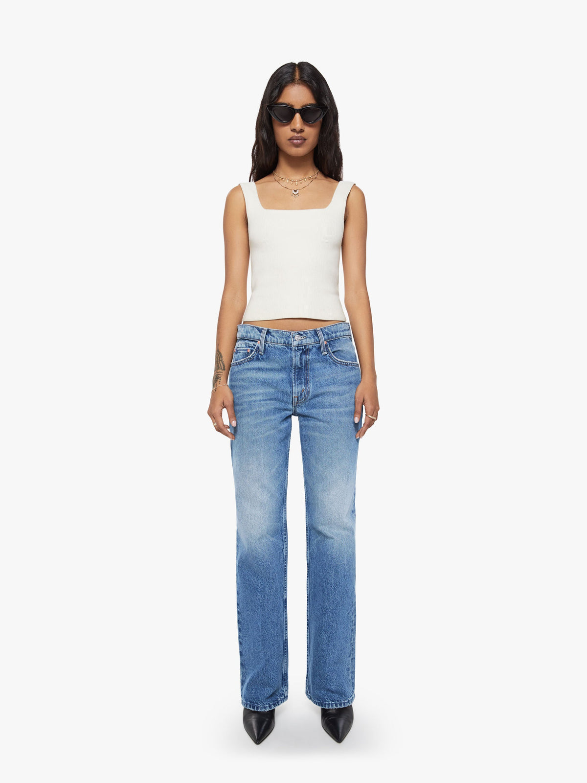 Women PETITES The Lil Reifler | Mother Denim Blue (Medium)