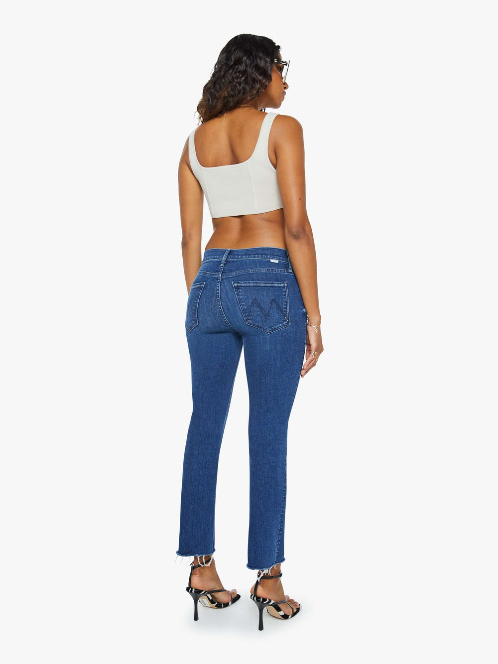 Women The Mid Rise Dazzler Ankle Fray | Mother Denim Blue (Navy)