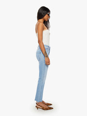 Women PETITES The Lil Mid Rise Dazzler Ankle Fray | Mother Denim Blue (Medium)
