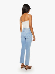 Women PETITES The Lil Mid Rise Dazzler Ankle Fray | Mother Denim Blue (Medium)