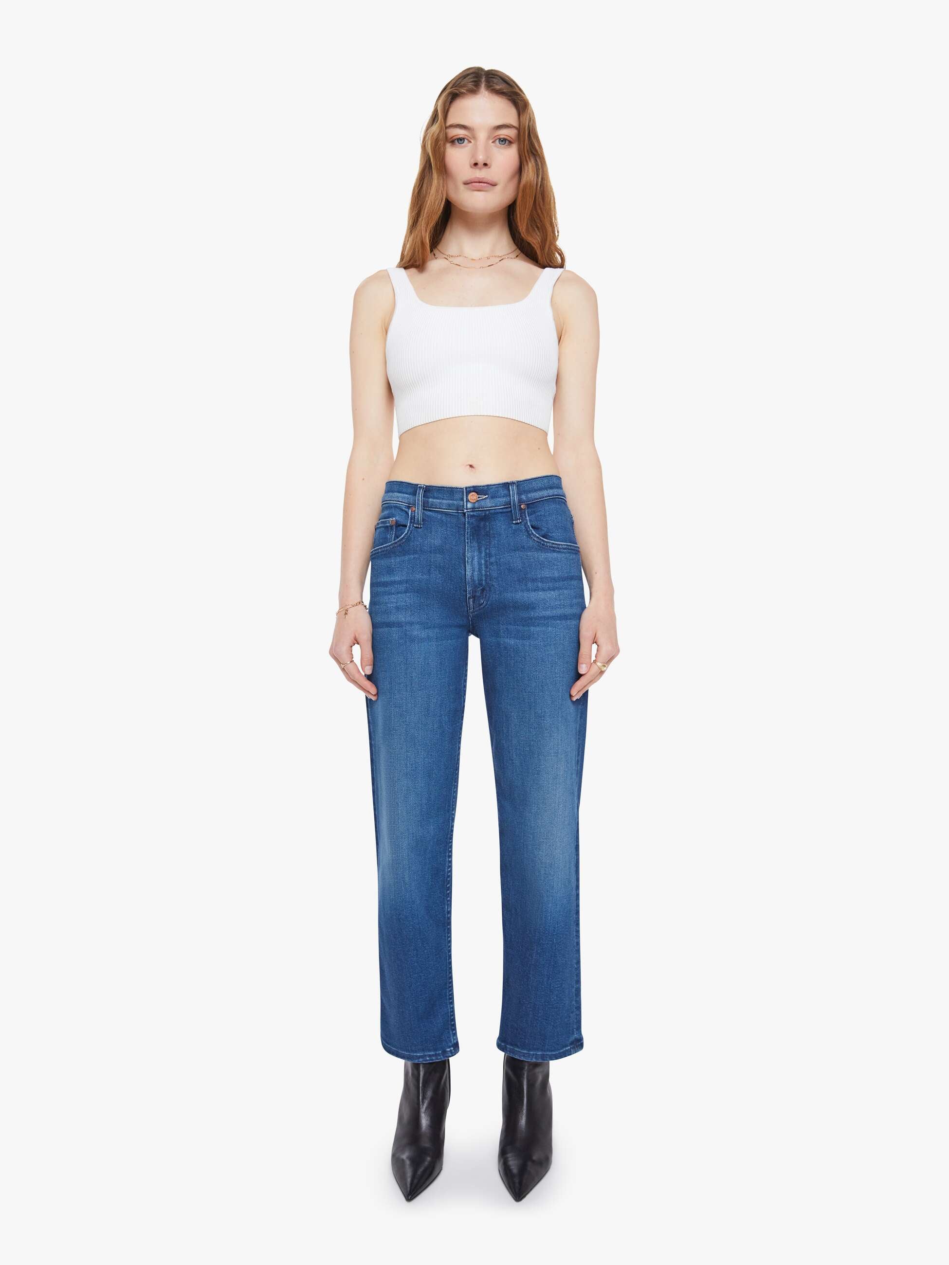 Women The Newbie Ankle | Mother Denim Blue (Navy)