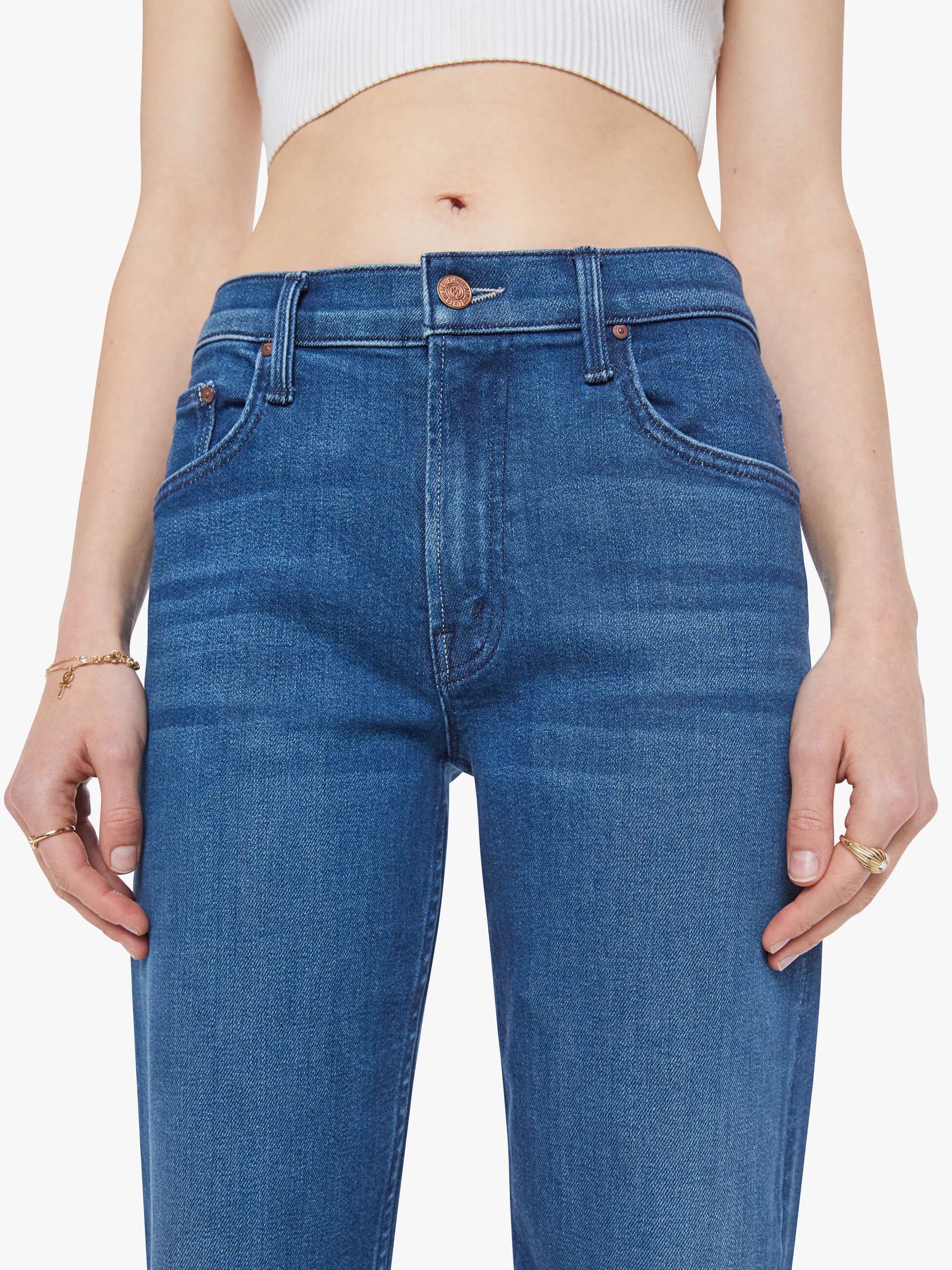 Women The Newbie Ankle | Mother Denim Blue (Navy)