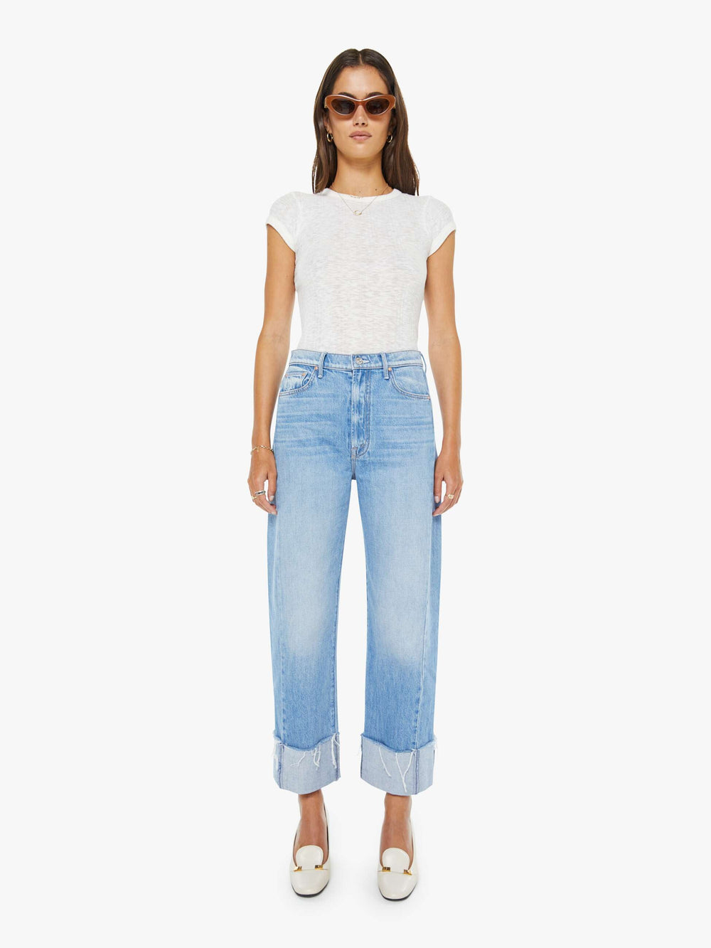 Women The Half-Pipe Ankle Cuff Fray | Mother Denim Blue (Medium)