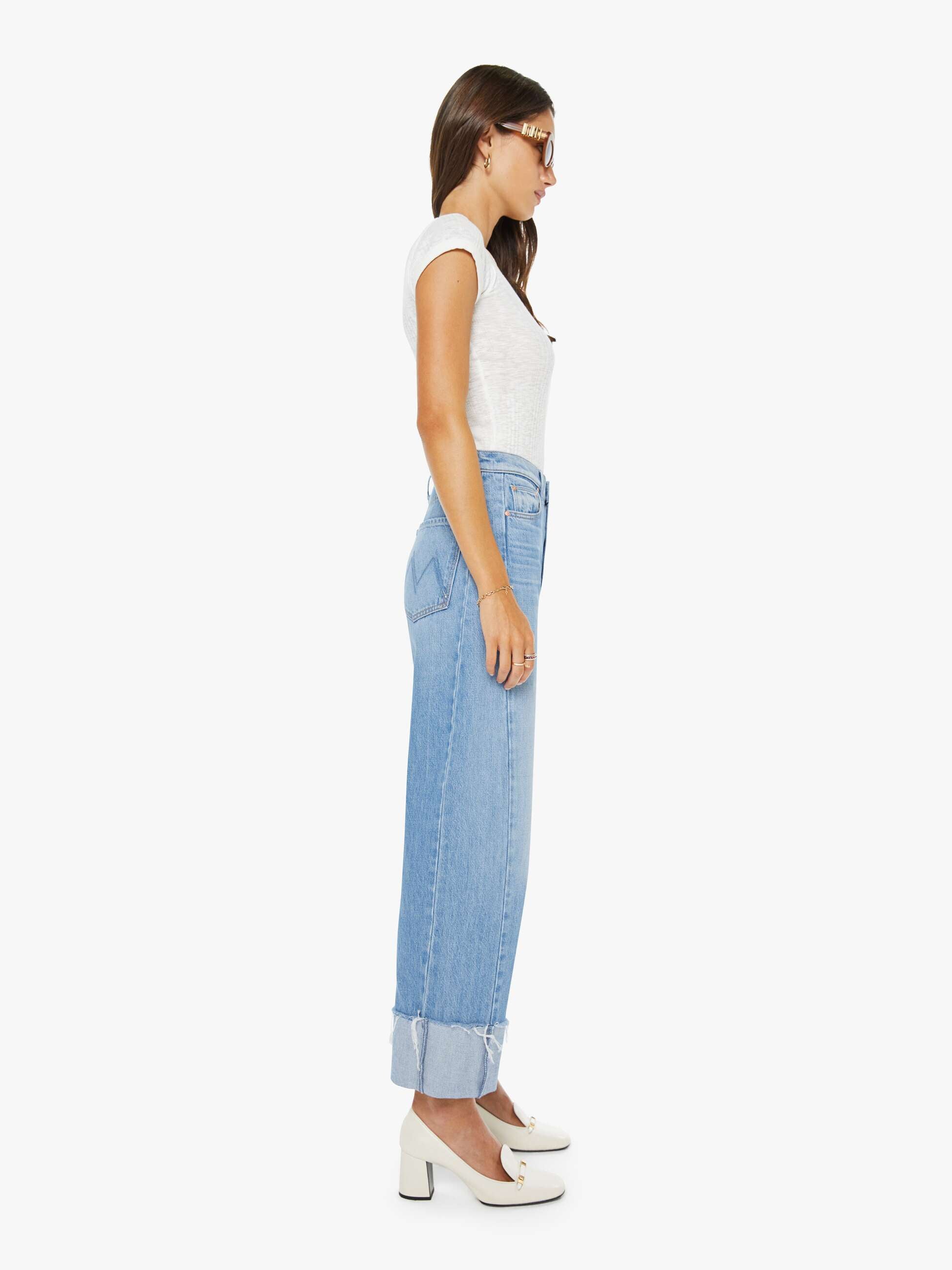Women The Half-Pipe Ankle Cuff Fray | Mother Denim Blue (Medium)