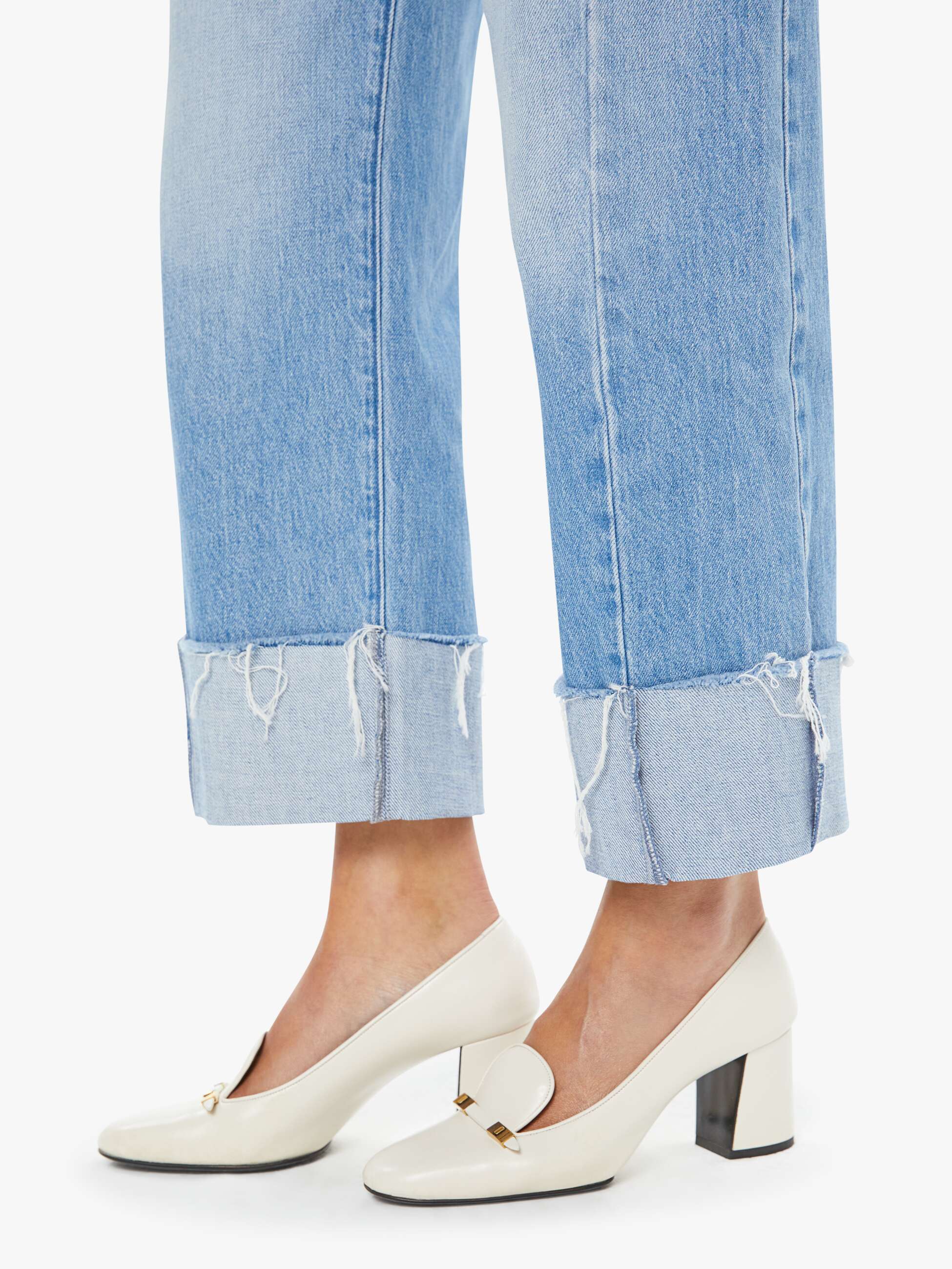 Women The Half-Pipe Ankle Cuff Fray | Mother Denim Blue (Medium)