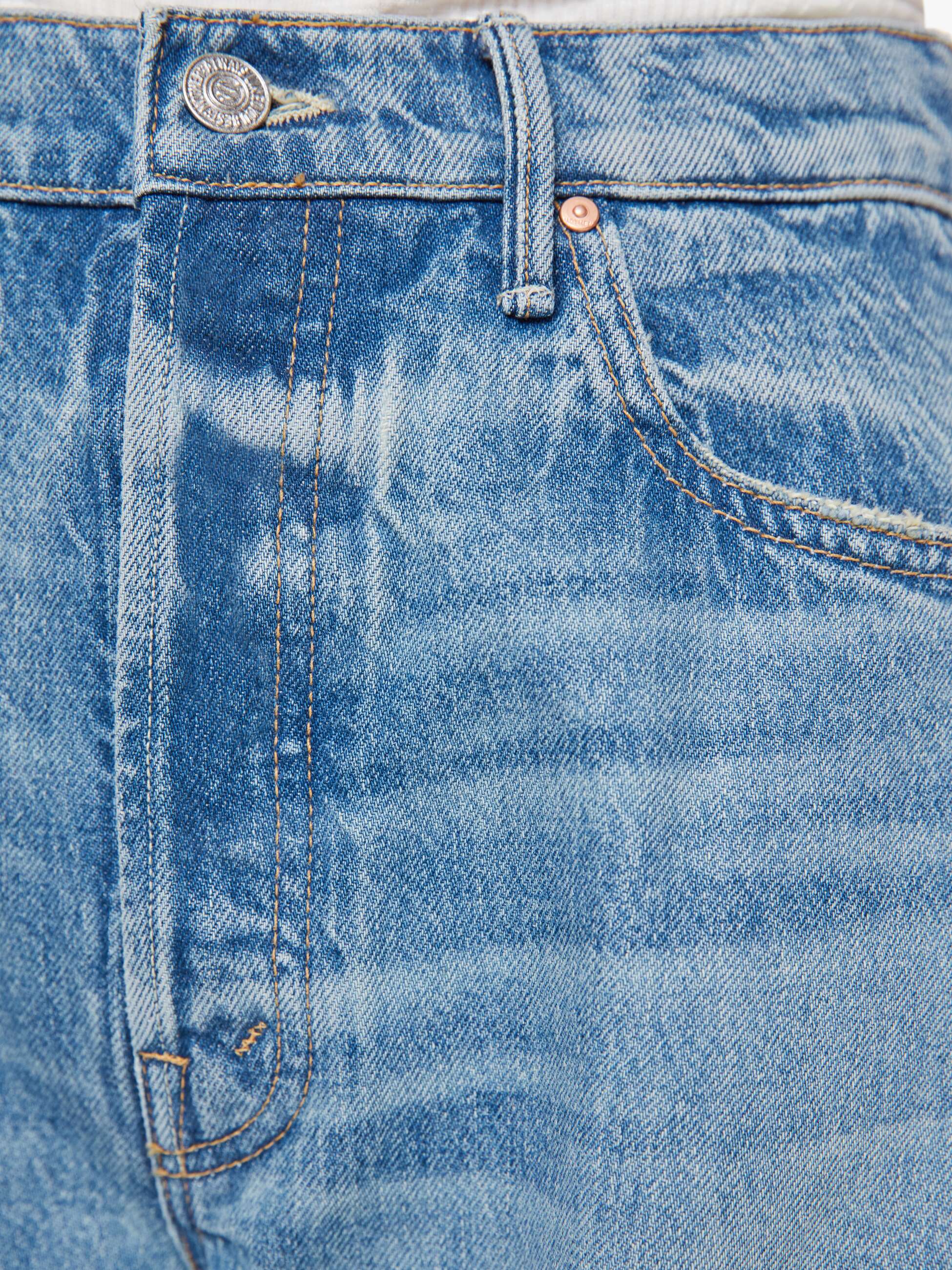 Women The Fringe Half-Pipe Button Sneak | Mother Denim Blue (Medium)