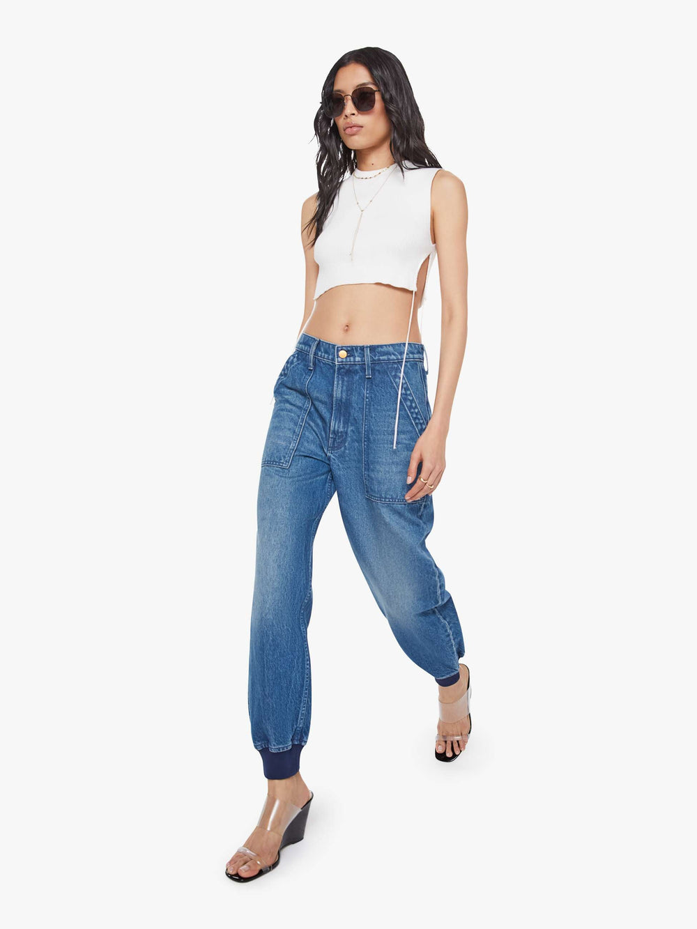 Women SNACKS! The Peeler Jogger Ankle | Mother Denim Blue (Medium)