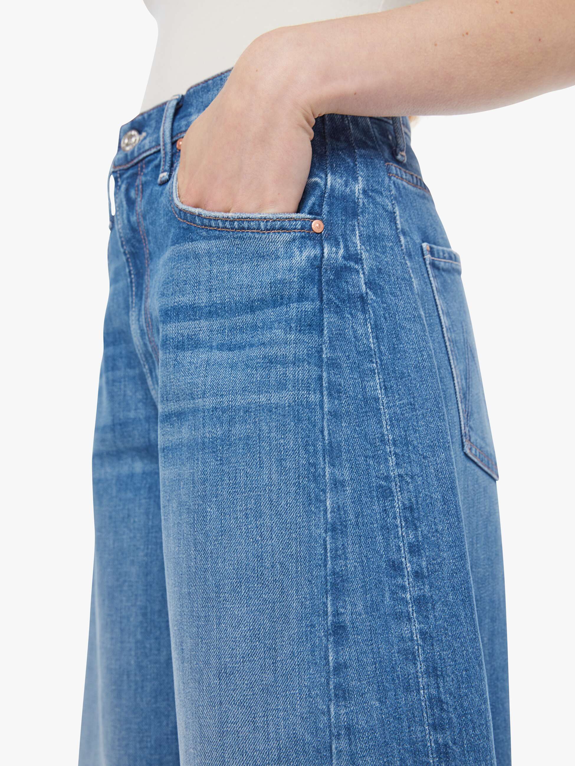 Women The Pipe-Dream Zip Ankle | Mother Denim Blue (Medium)