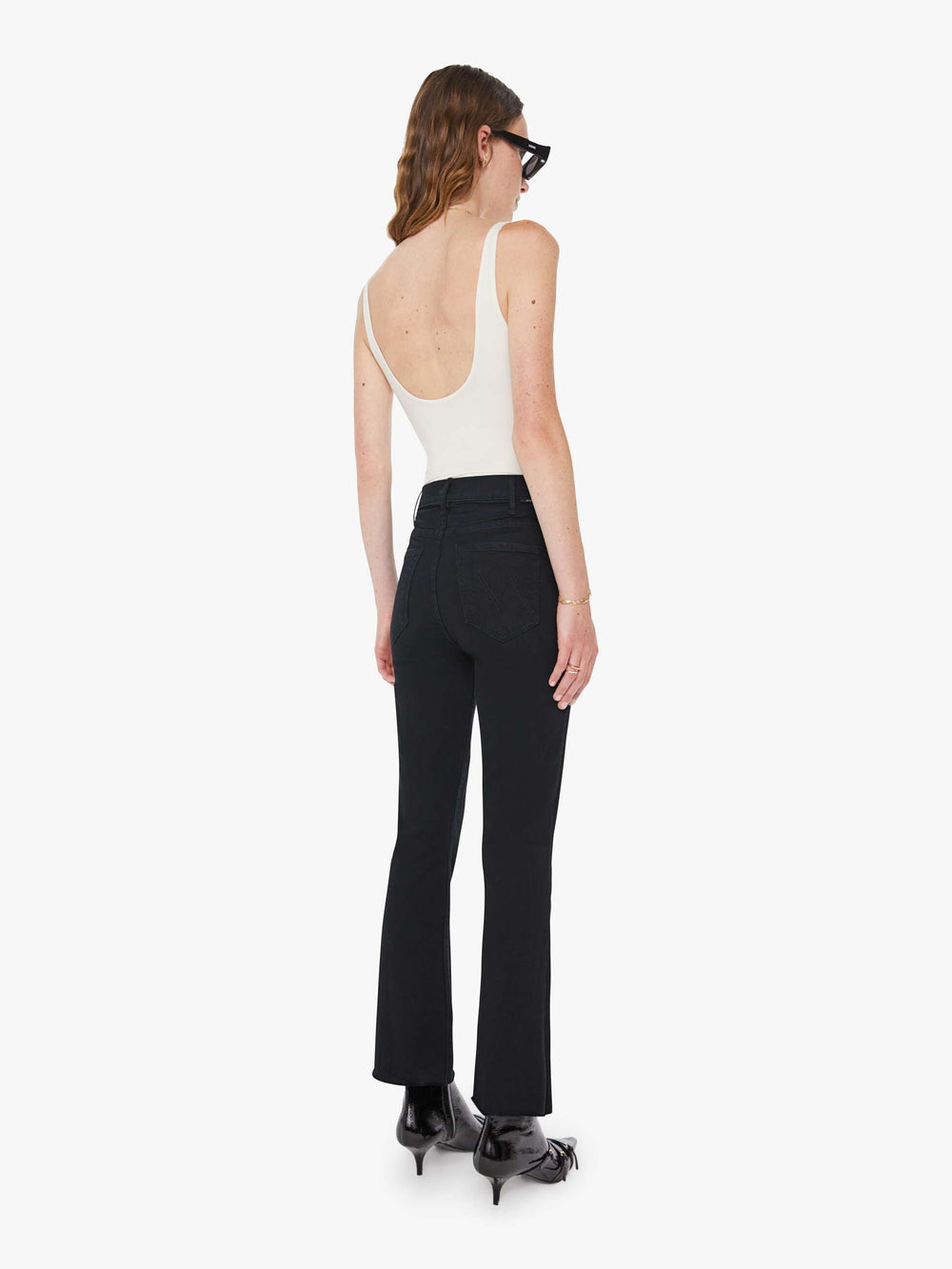 Women The Hustler Ankle Fray | Mother Denim Black