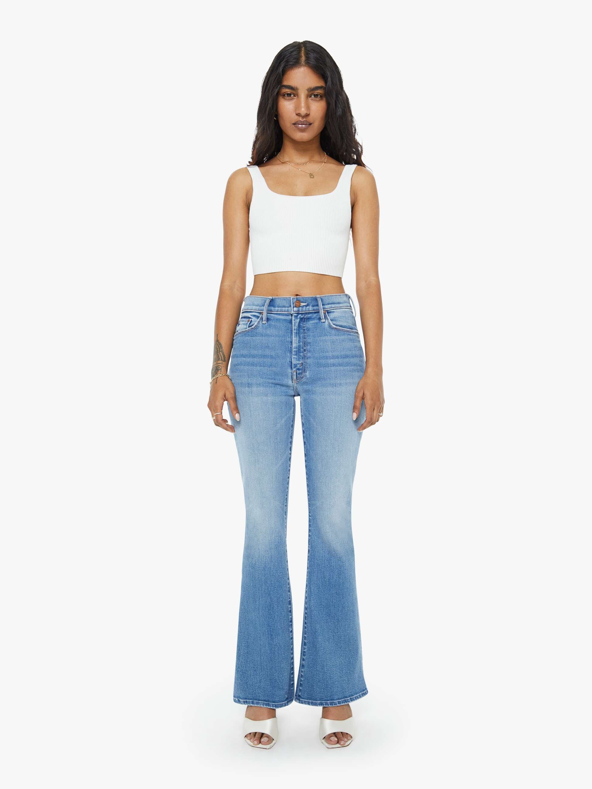 Women PETITES The Lil Weekender | Mother Denim Blue (Medium)