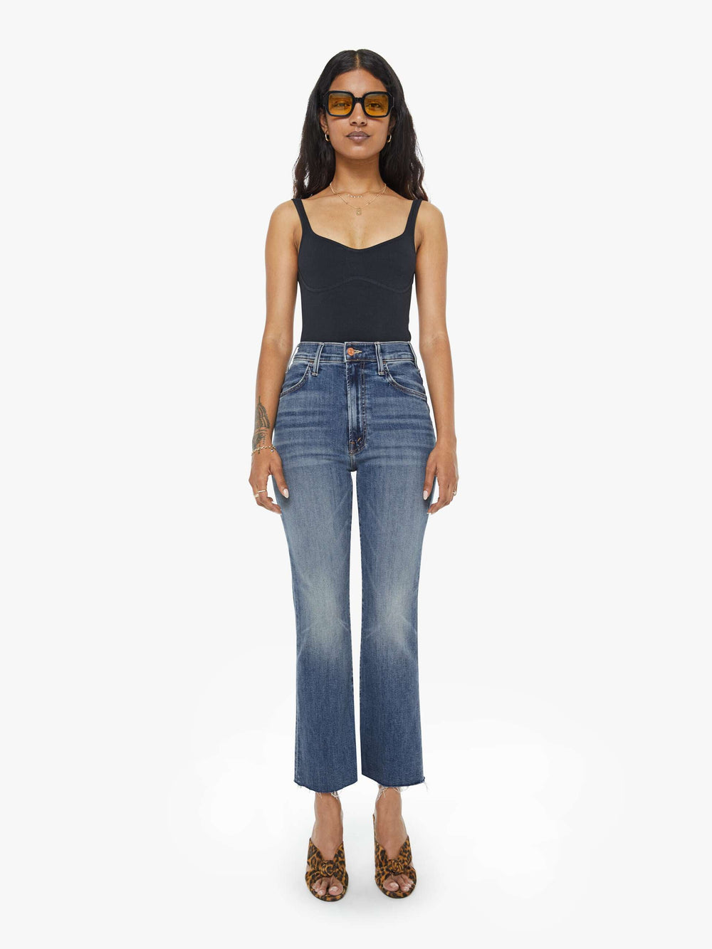 Women PETITES The Lil Hustler Ankle Fray | Mother Denim Blue