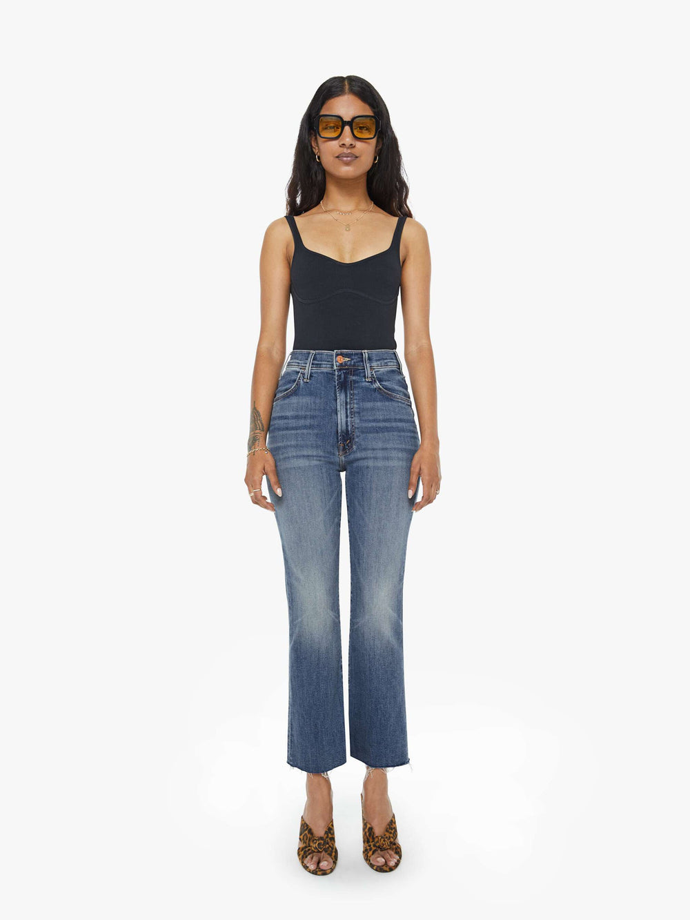 Women PETITES The Lil Hustler Ankle Fray | Mother Denim Blue