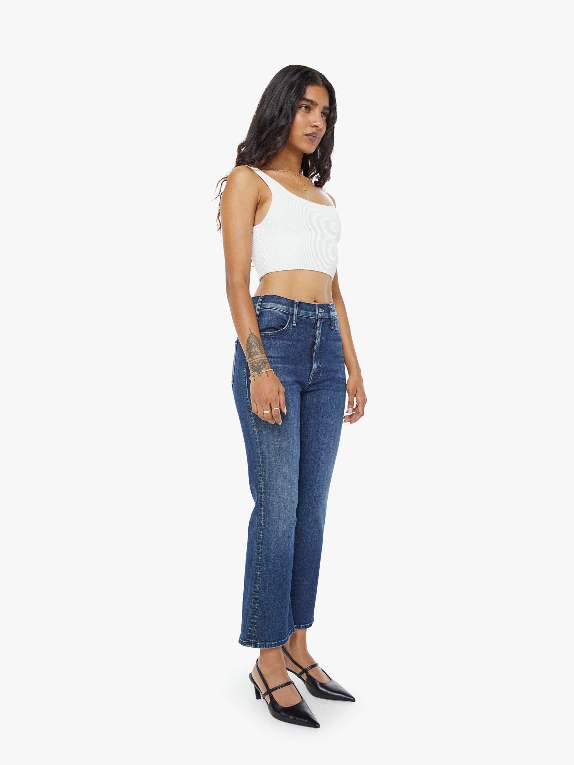 Women PETITES The Lil Hustler Ankle | Mother Denim Blue (Dark)
