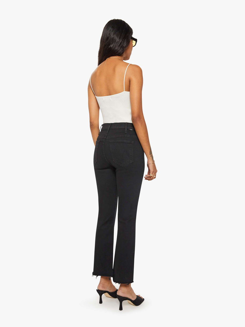 Women PETITES The Lil Hustler Ankle Fray | Mother Denim Black