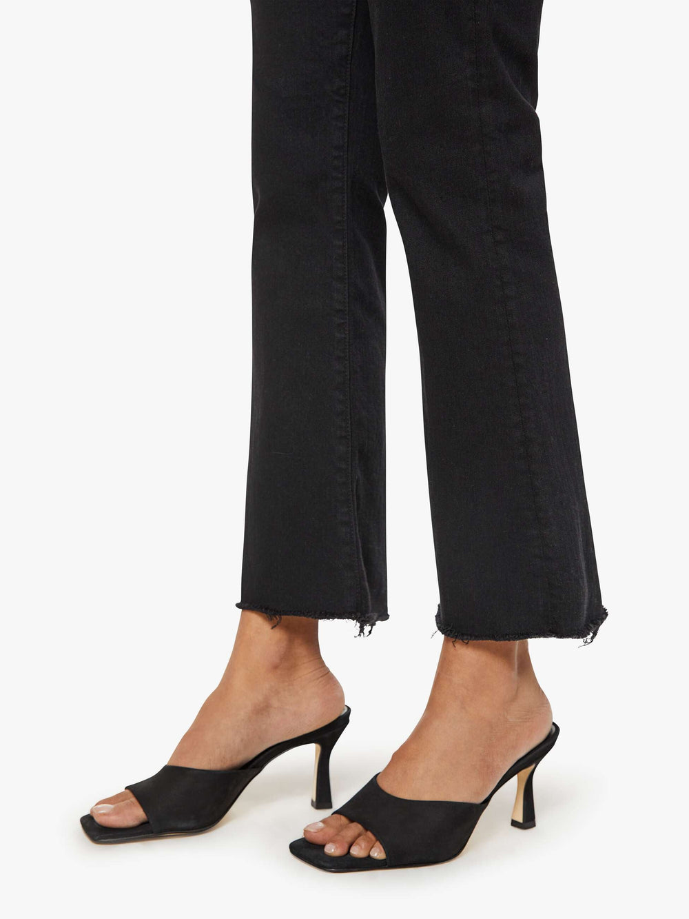 Women PETITES The Lil Hustler Ankle Fray | Mother Denim Black