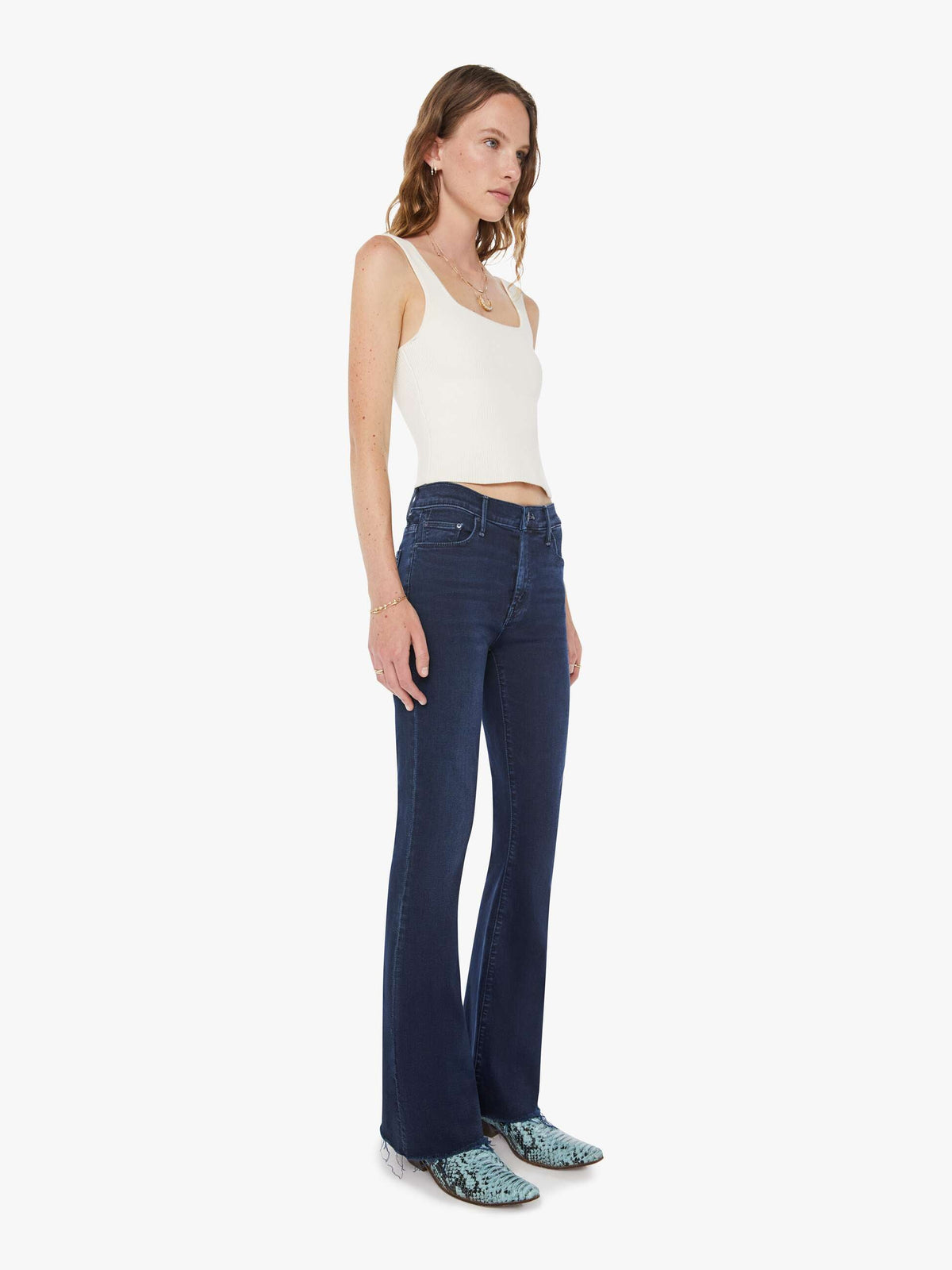 Women The Weekender Fray | Mother Denim Blue (Medium)