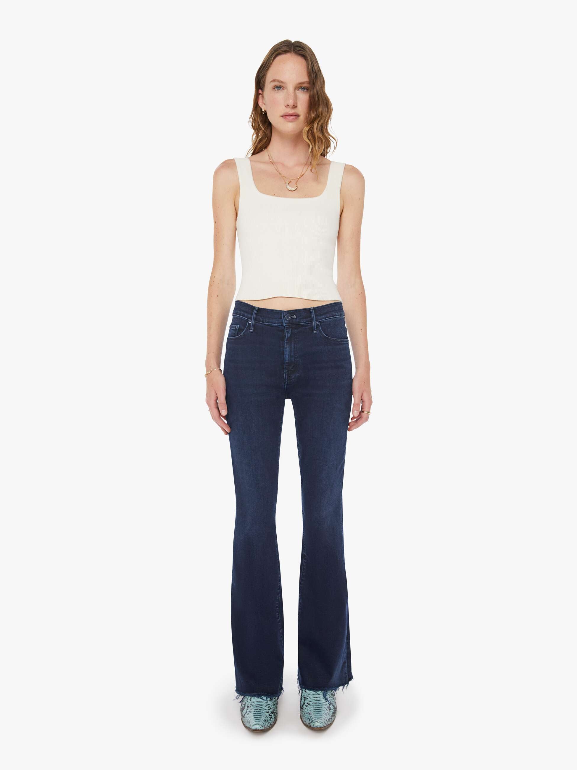 Women The Weekender Fray | Mother Denim Blue (Medium)
